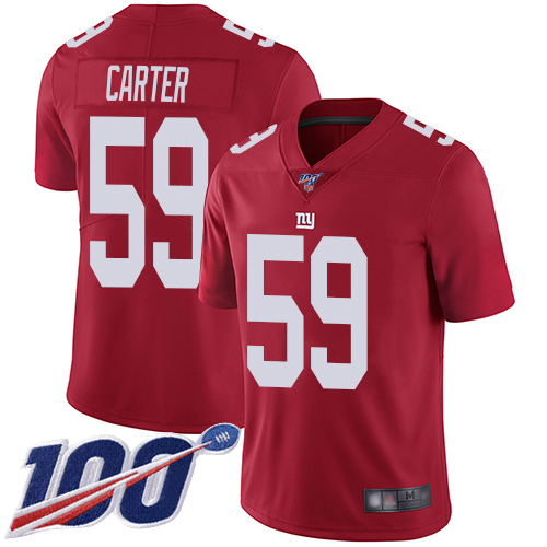 Men New York Giants #59 Lorenzo Carter Red Limited Red Inverted Legend 100th Season Football NFL Jersey->new york giants->NFL Jersey